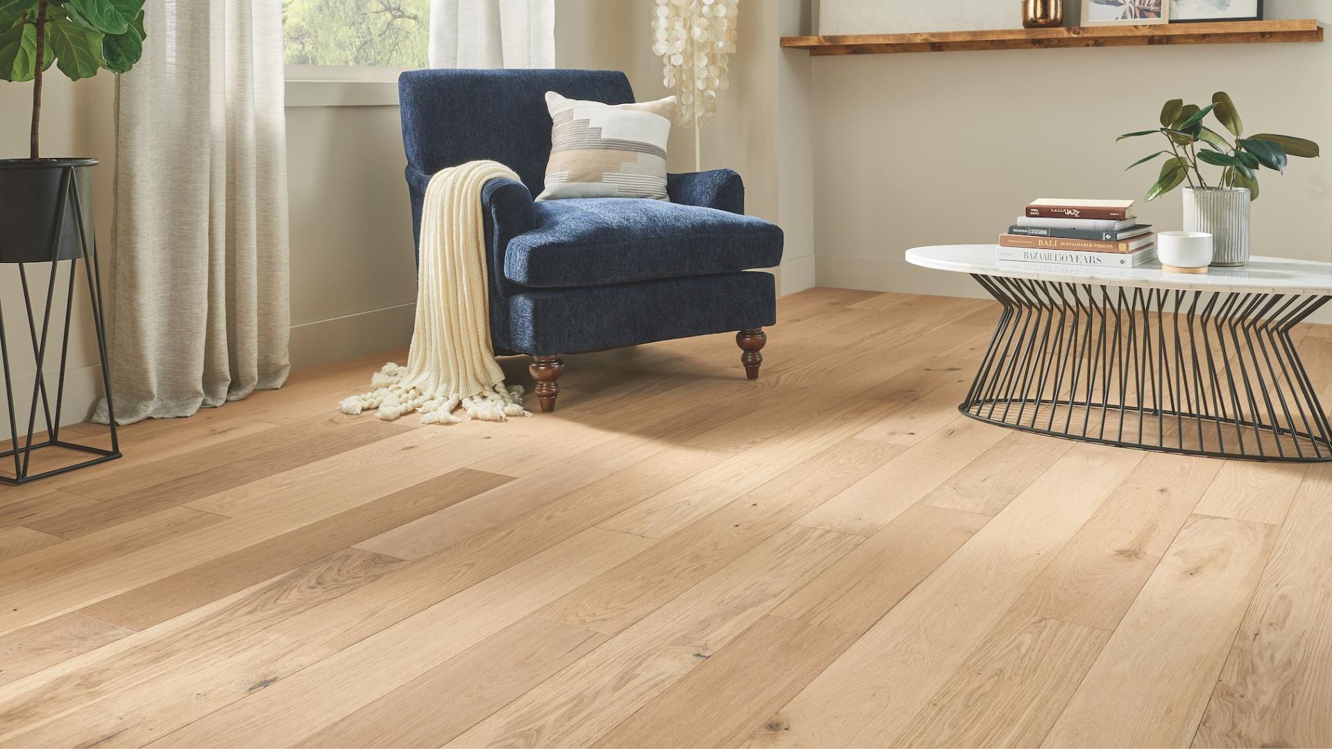 light toned hardwood floors in a living room